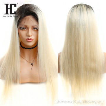 Dark Root Ombre T1B/#613  Lace Front Wig Brazilian Remy Straight Ombre Blonde Wigs Lace Front Human Hair Wigs Pre Plucked